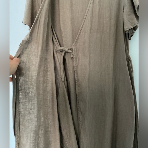 ZII ROPA LOUIE LINEN WRAP MIDI DRESS IN KHAKI SIZE S - Picture 7 of 8